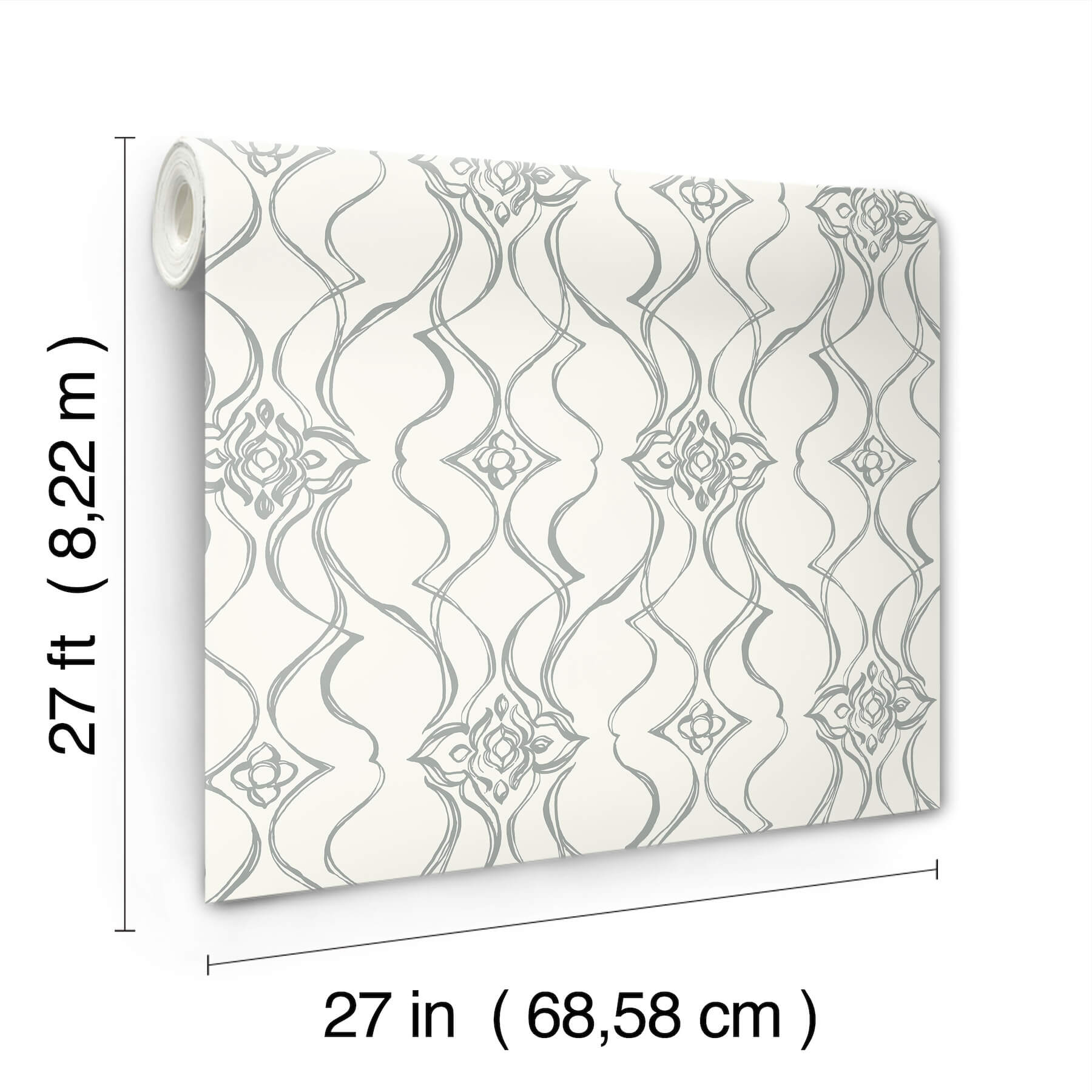 pirouette-white-silver-wallpaper-york-wallcoverings-df3373 - York Wallcoverings Wallpaper