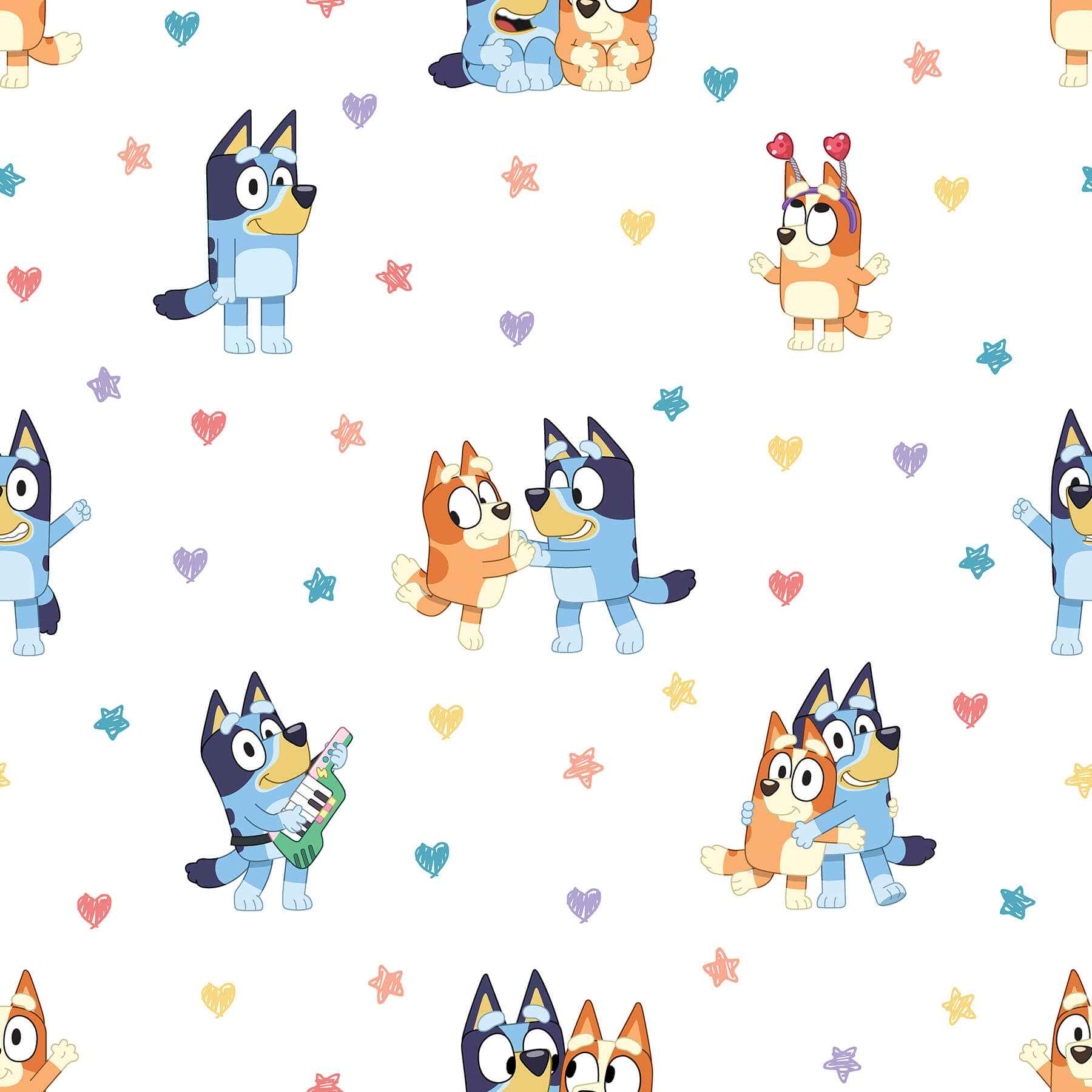 Bluey Bingo Hearts Multicolor Peel and Stick Wallpaper - York Wallcoverings - RMWS1307 - York Wallcoverings Wallpaper