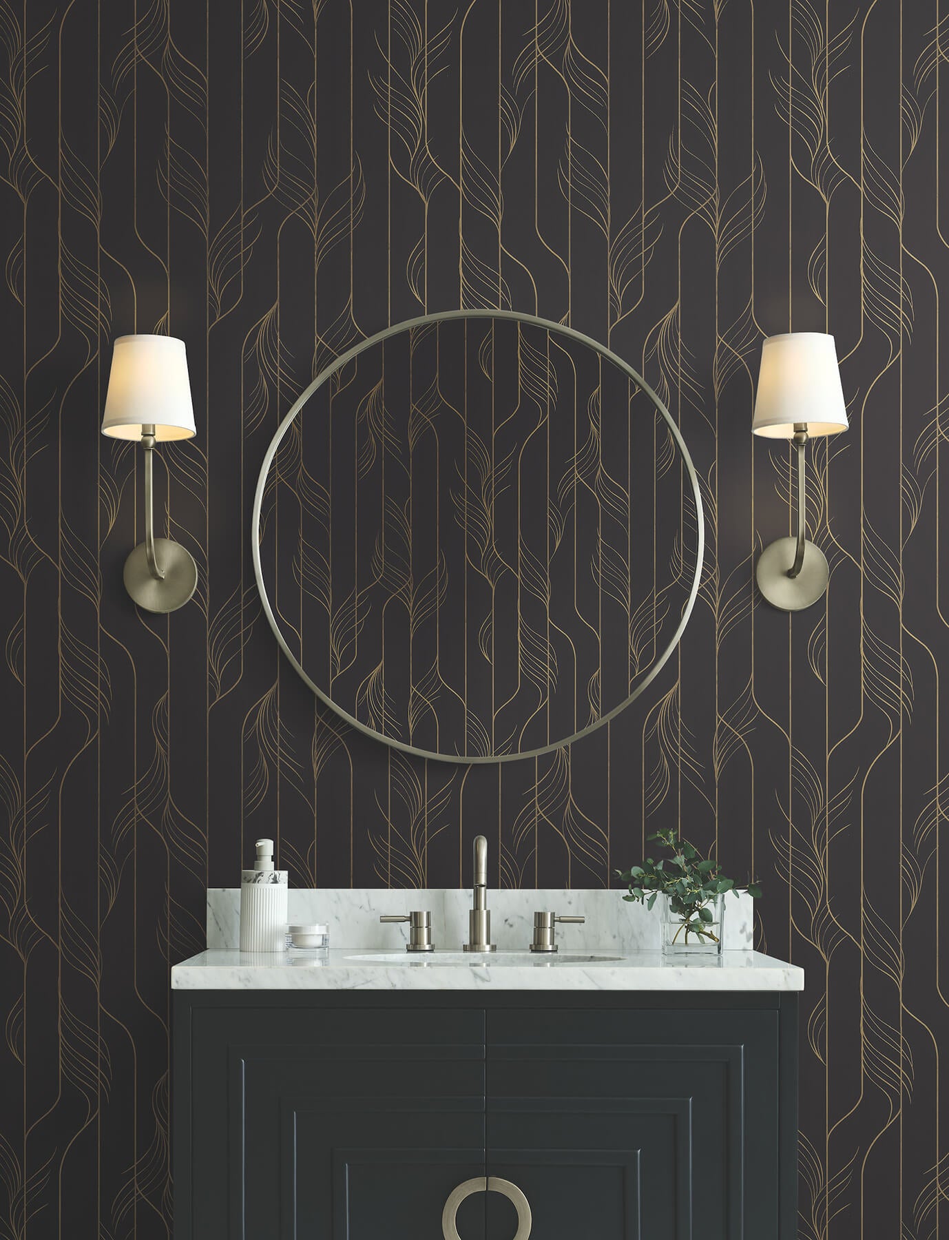 elemental-thread-black-gold-wallpaper-york-wallcoverings-df3305 - York Wallpaper Wallpaper