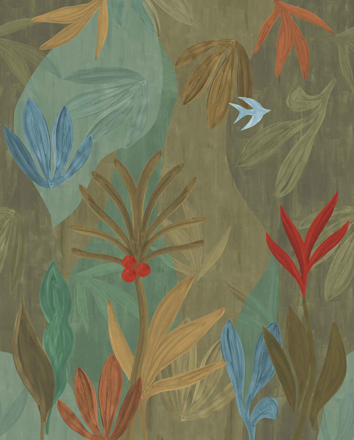 Chambord Gardens Leaf & Olive Wall Mural - York Wallcoverings - ZM2847M