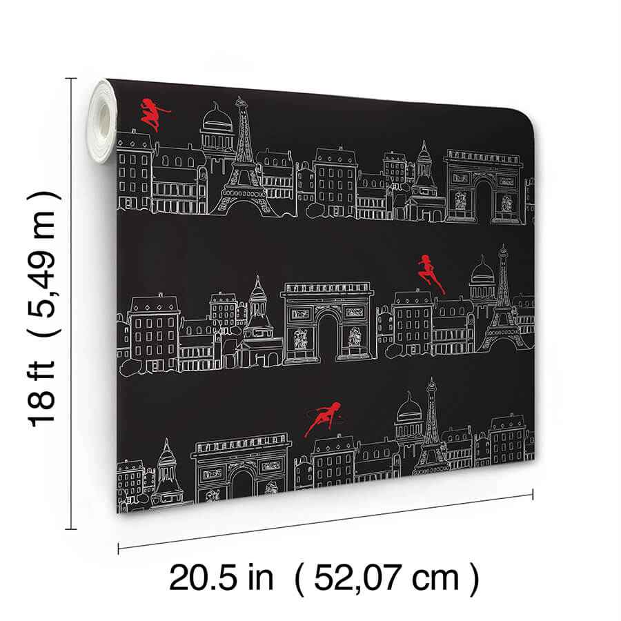 Miraculous Ladybug Charming Paris Black - York Wallcoverings - RMWS1303 - York Wallcoverings Wallpaper