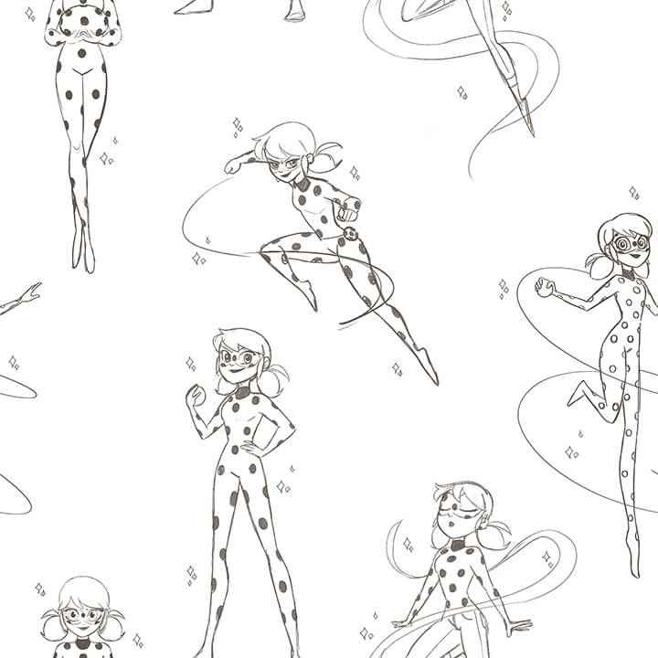 Miraculous Ladybug Sketch Charcoal Peel - York Wallcoverings - RMWS1305 - York Wallcoverings Wallpaper