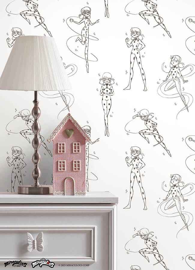 Miraculous Ladybug Sketch Charcoal Peel - York Wallcoverings - RMWS1305 - York Wallcoverings Wallpaper