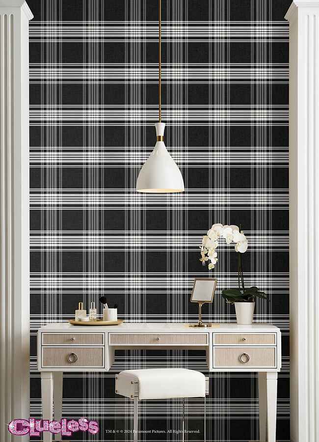 Clueless Dionne Black Peel and Stick Wallpaper - York Wallcoverings - RMWS1324 - York Wallcoverings Wallpaper