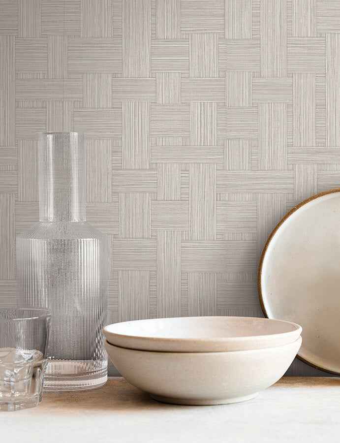 Basketry Dove Grey Wallpaper - York Wallcoverings - SI25723 - York Wallcoverings Wallpaper