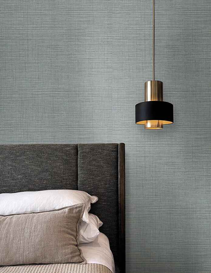 Lotus Silk Steel Blue Wallpaper - York Wallcoverings - SI25873 - York Wallcoverings Wallpaper