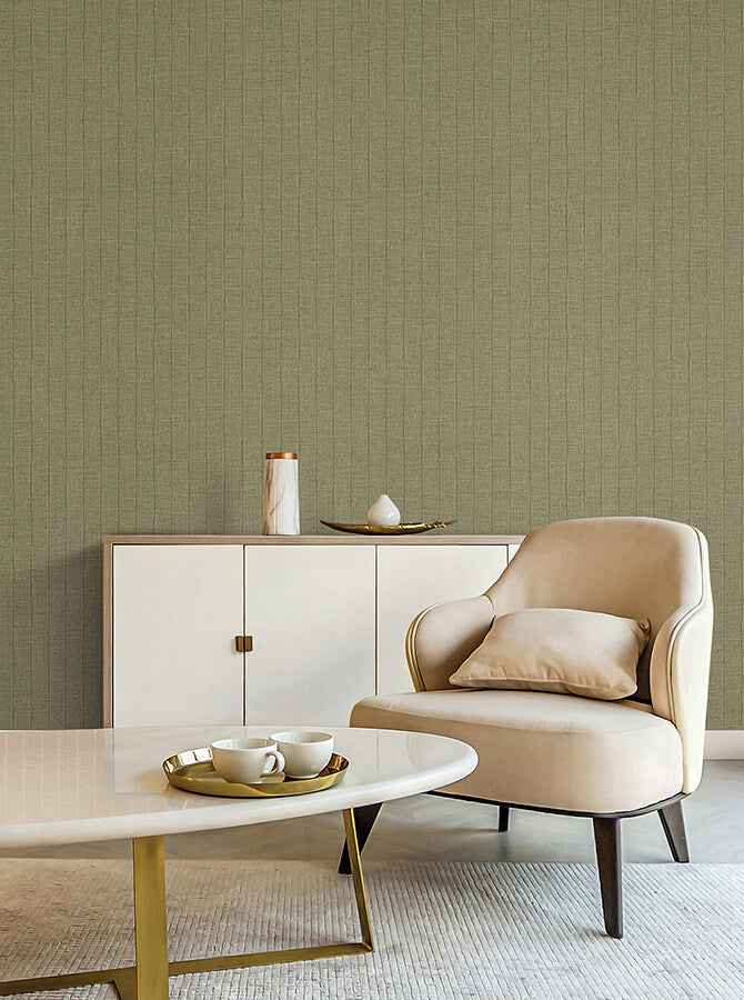 Cording Stripe Moss Wallpaper - York Wallcoverings - SI26123