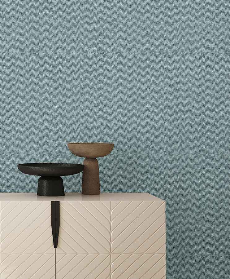 Tailored Chevron Sky Blue Wallpaper - York Wallcoverings - SI26135