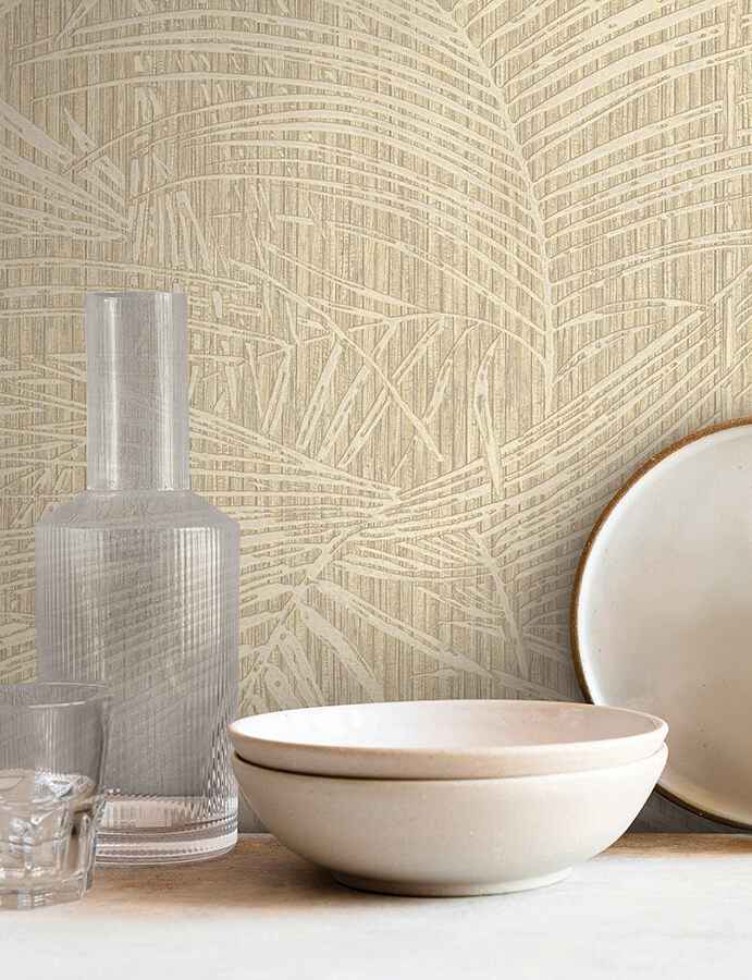 Della Palm Wheat Wallpaper - York Wallcoverings - SI50614 - York Wallcoverings Wallpaper