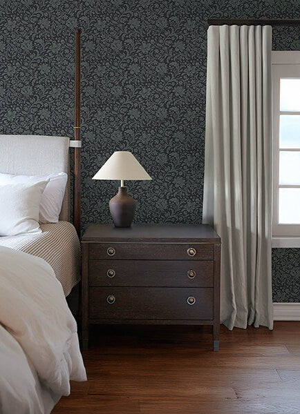 hague-dark-blue-floral-trail-wallpaper-york-wallcoverings-4173-27626 - York Wallpaper Wallpaper
