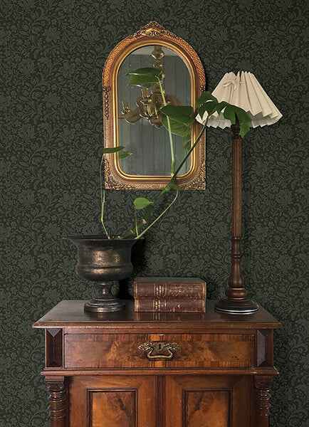 Hague Dark Green Floral Trail Wallpaper - York Wallcoverings - 4173-27628