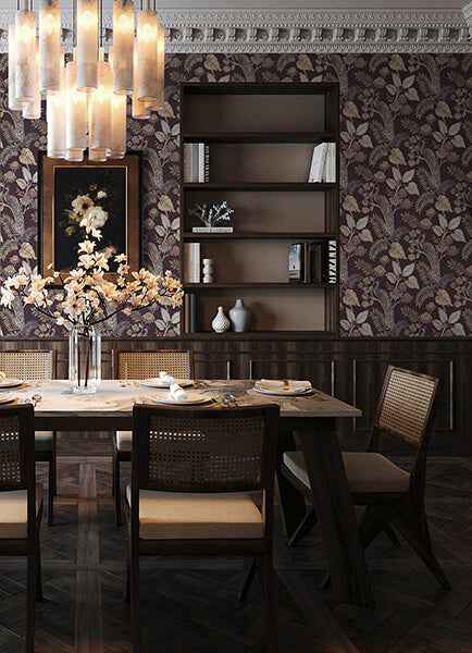 Geneva Plum Peacock Paradise Wallpaper - York Wallcoverings - 4173-27644