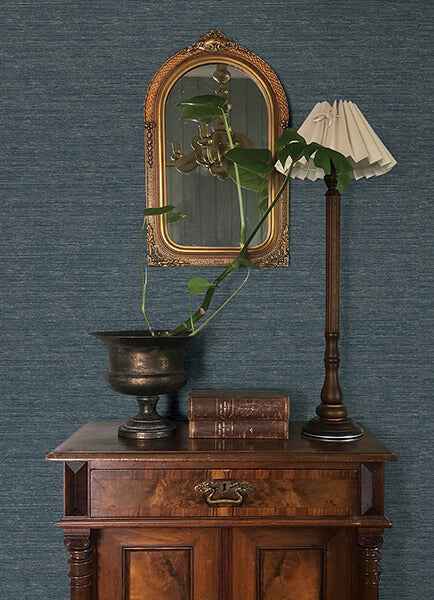 Roderick Dark Blue Textured Wallpaper - York Wallcoverings - 4173-27649
