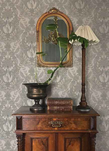Collins Light Blue Damask Wallpaper - York Wallcoverings - 4173-27655