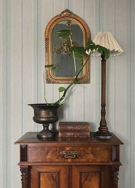 Ames Light Blue Linen Stripe Wallpaper - York Wallcoverings - 4173-27660