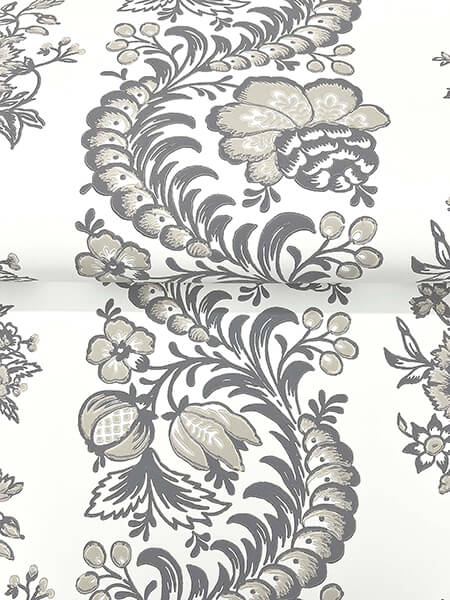 beaumont-charcoal-floral-stripe-wallpaper-york-wallcoverings-vp1303 - York Wallcoverings Wallpaper