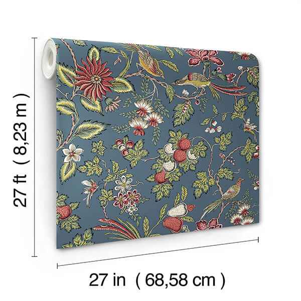 Parterre Indigo Jacobean Wallpaper - York Wallcoverings - VP1311 - York Wallcoverings Wallpaper