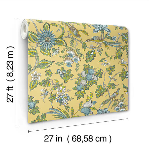parterre-light-yellow-jacobean-wallpaper-york-wallcoverings-vp1313 - York Wallcoverings Wallpaper