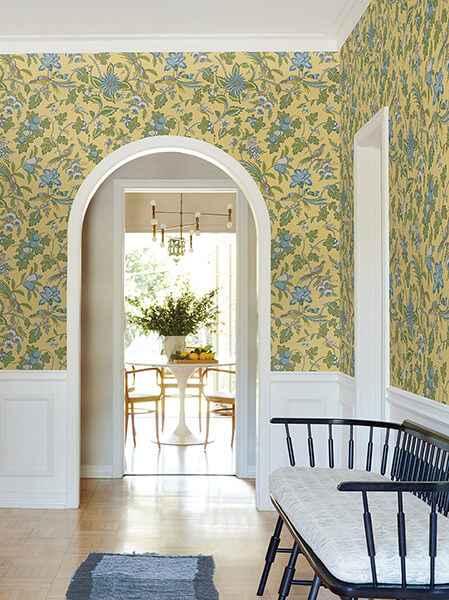 Parterre Light Yellow Jacobean Wallpaper - York Wallcoverings - VP1313 - York Wallcoverings Wallpaper
