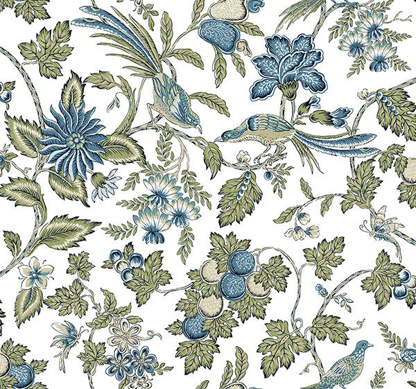 parterre-blue-jacobean-wallpaper-york-wallcoverings-vp1314 - York Wallcoverings Wallpaper