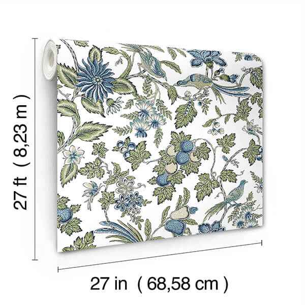 Parterre Blue Jacobean Wallpaper - York Wallcoverings - VP1314 - York Wallcoverings Wallpaper