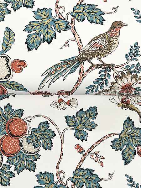 Parterre Coral Jacobean Wallpaper - York Wallcoverings - VP1316 - York Wallcoverings Wallpaper