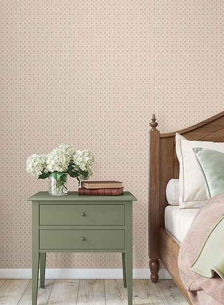 Priti Rose Floral Grid Wallpaper - York Wallcoverings - VP1335