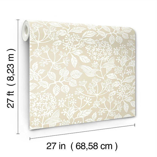 rowen-beige-botanical-wallpaper-york-wallcoverings-vp1345 - York Wallcoverings Wallpaper