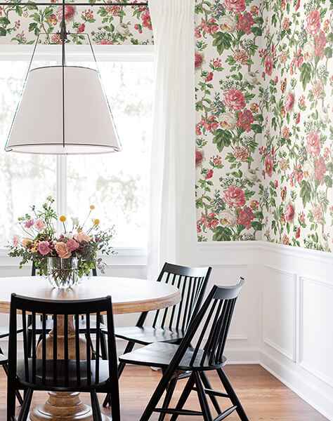 Beatrix Fuchsia Vintage Floral Wallpaper - York Wallcoverings - VP1355 - York Wallcoverings Wallpaper