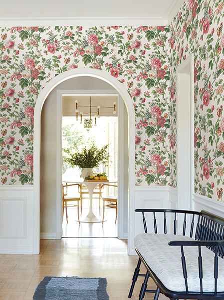 Beatrix Fuchsia Vintage Floral Wallpaper - York Wallcoverings - VP1355 - York Wallcoverings Wallpaper