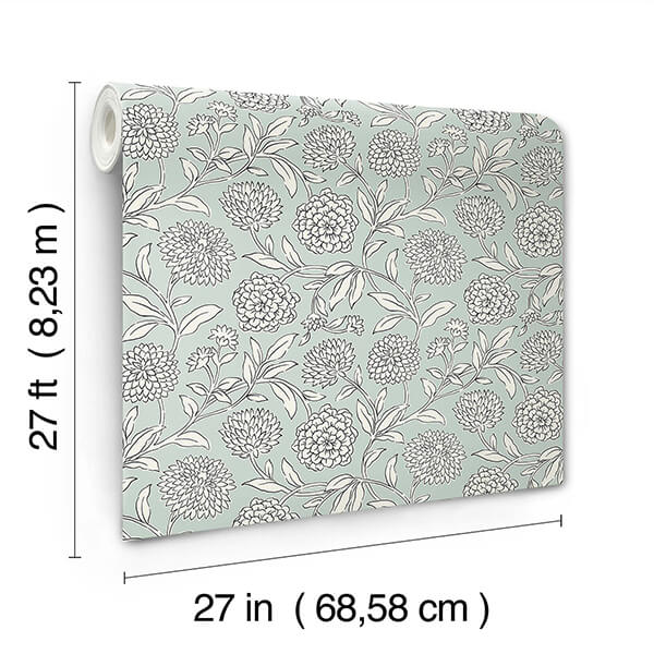 chatsworth-garden-sky-blue-floral-trail-wallpaper-york-wallcoverings-vp1361 - York Wallpaper Wallpaper