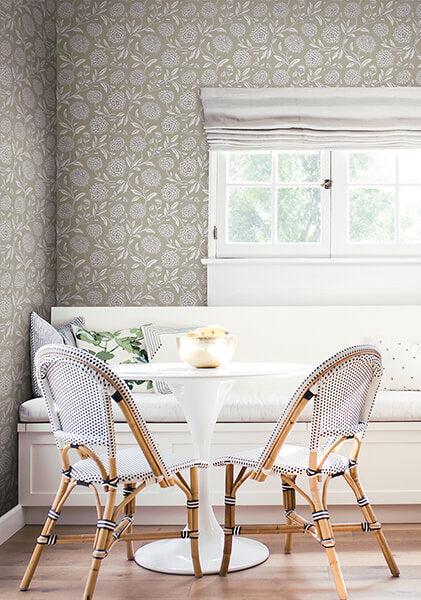 chatsworth-garden-taupe-floral-trail-wallpaper-york-wallcoverings-vp1363 - York Wallpaper Wallpaper