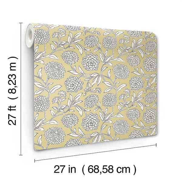 Chatsworth Garden Butter Floral Trail Wallpaper - York Wallcoverings - VP1364 - York Wallcoverings Papel pintado