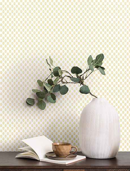 Brioni Butter Floral Stamp Wallpaper - York Wallcoverings - VP1392