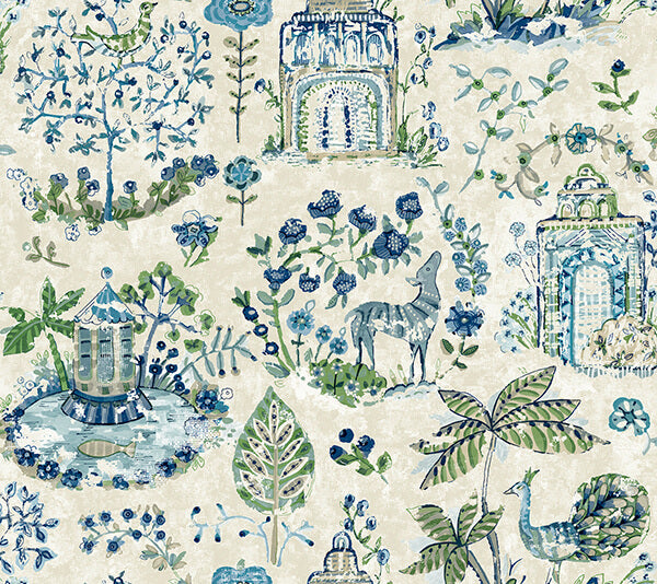 parc-sapphire-garden-dreams-wallpaper-york-wallcoverings-vp1402 - York Wallcoverings Wallpaper