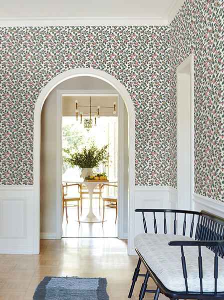 Framboise Pink Berry Vines Wallpaper - York Wallcoverings - VP1412 - York Wallcoverings Wallpaper