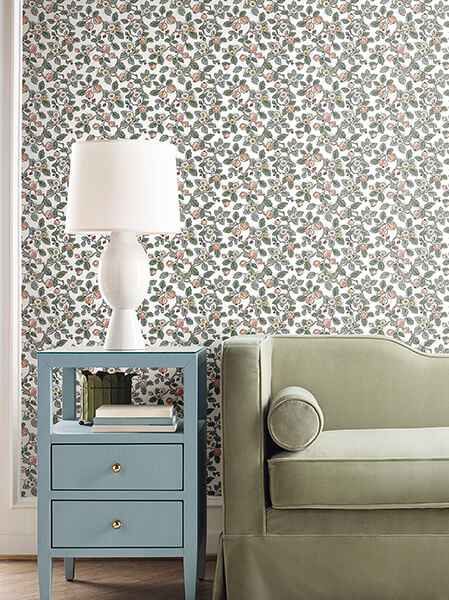 Framboise Blush Berry Vines Wallpaper - York Wallcoverings - VP1414