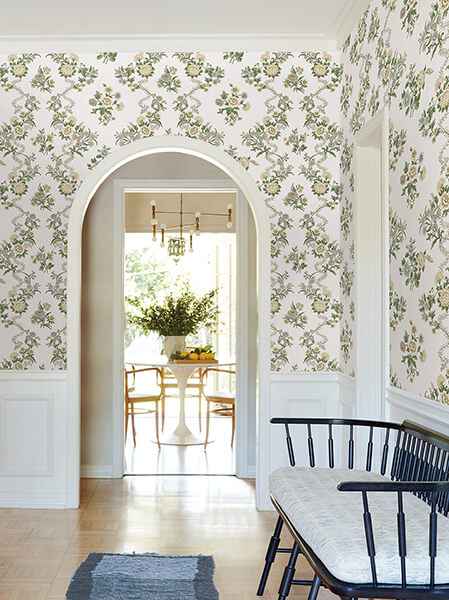 Genevieve Butter Floral Trail Wallpaper - York Wallcoverings - VP1421 - York Wallcoverings Wallpaper