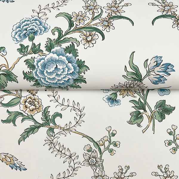 Genevieve Sapphire Floral Trail Wallpaper - York Wallcoverings - VP1423 - York Wallcoverings Wallpaper