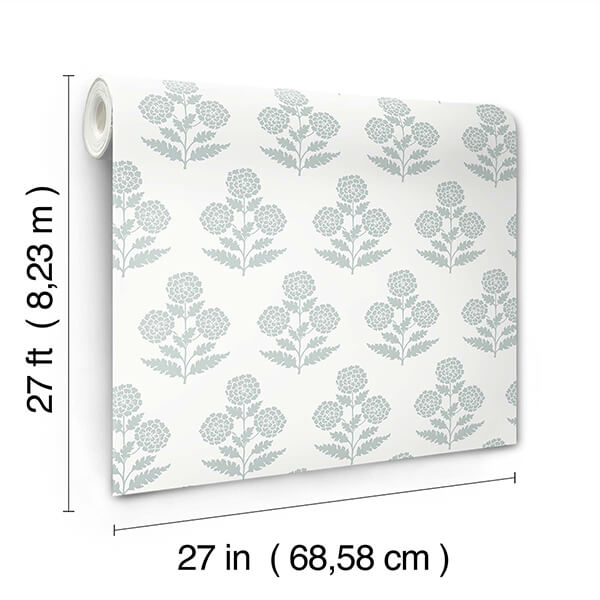 souci-light-blue-marigolds-wallpaper-york-wallcoverings-vp1431 - York Wallcoverings Wallpaper