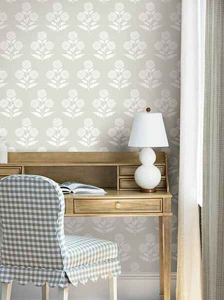 Souci Beige Marigolds Wallpaper - York Wallcoverings - VP1433 - York Wallcoverings Wallpaper