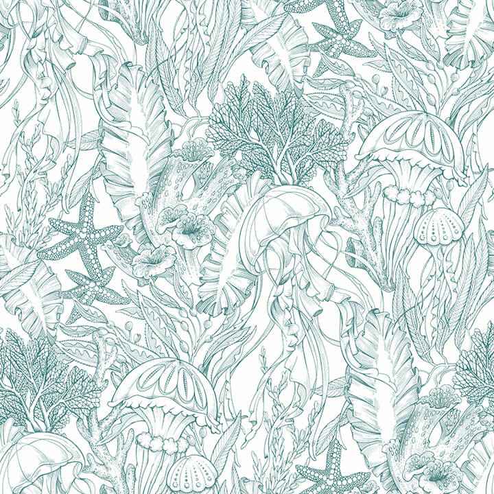 Under the Sea Teal Peel and Stick Wallpaper - York Wallcoverings - NUS6495 - York Wallcoverings Wallpaper