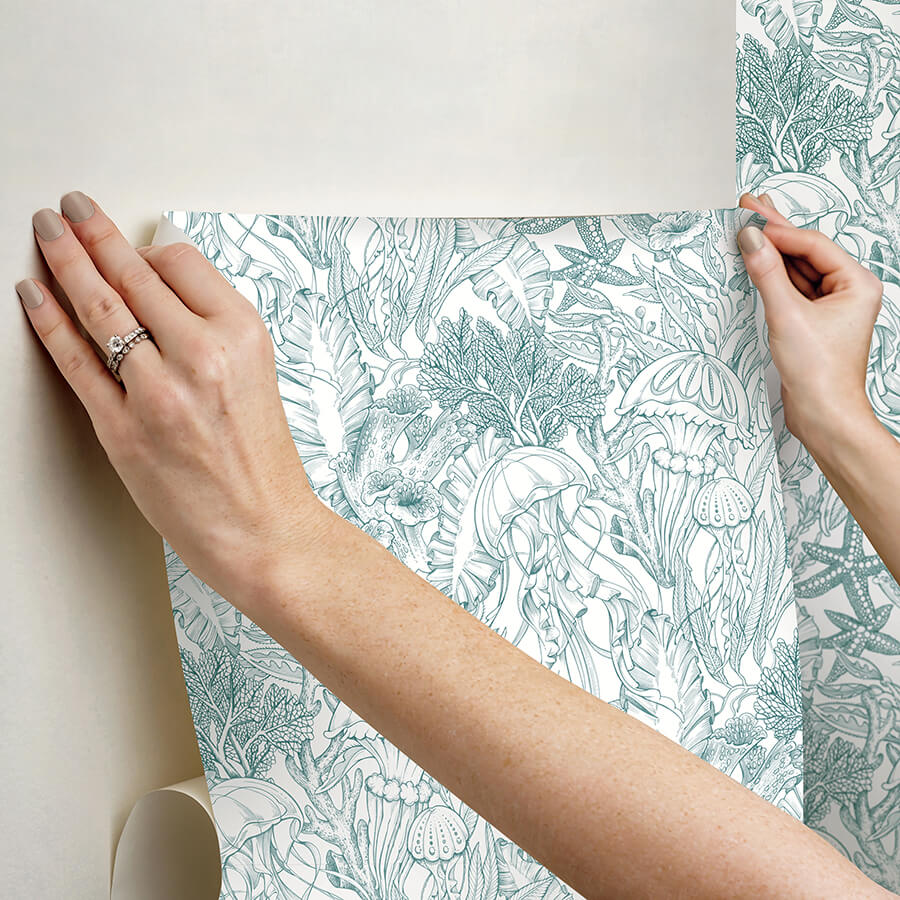 under-the-sea-teal-peel-and-stick-wallpaper-york-wallcoverings-nus6495 - York Wallcoverings Wallpaper