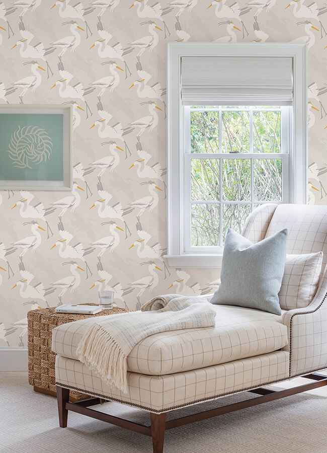 Coastal Wings Taupe Peel and Stick Wallpaper - York Wallcoverings - NUS6502 - York Wallcoverings Wallpaper