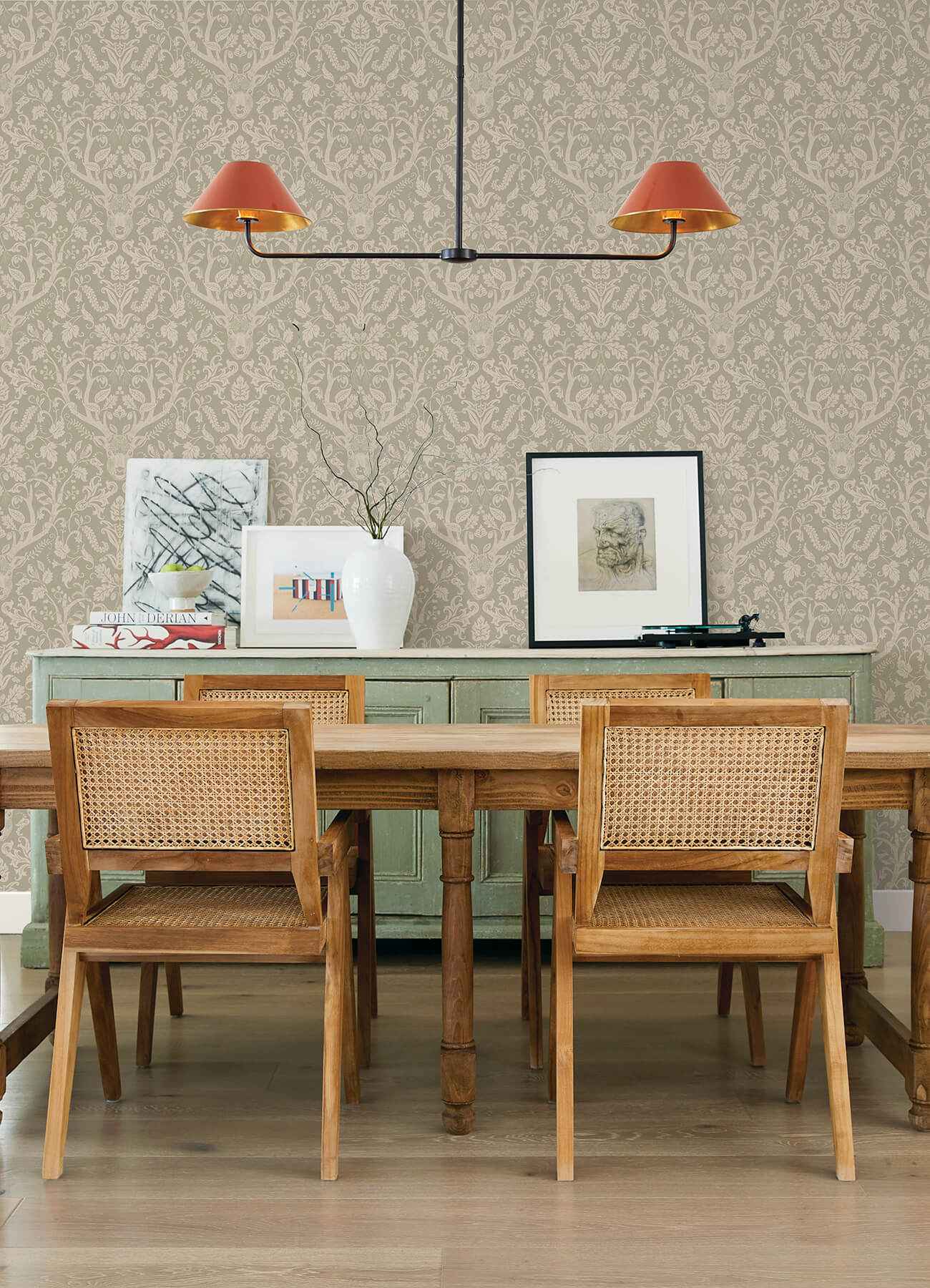 Kiwassa Sage Antler Damask Wallpaper - York Wallcoverings - 4169-12706