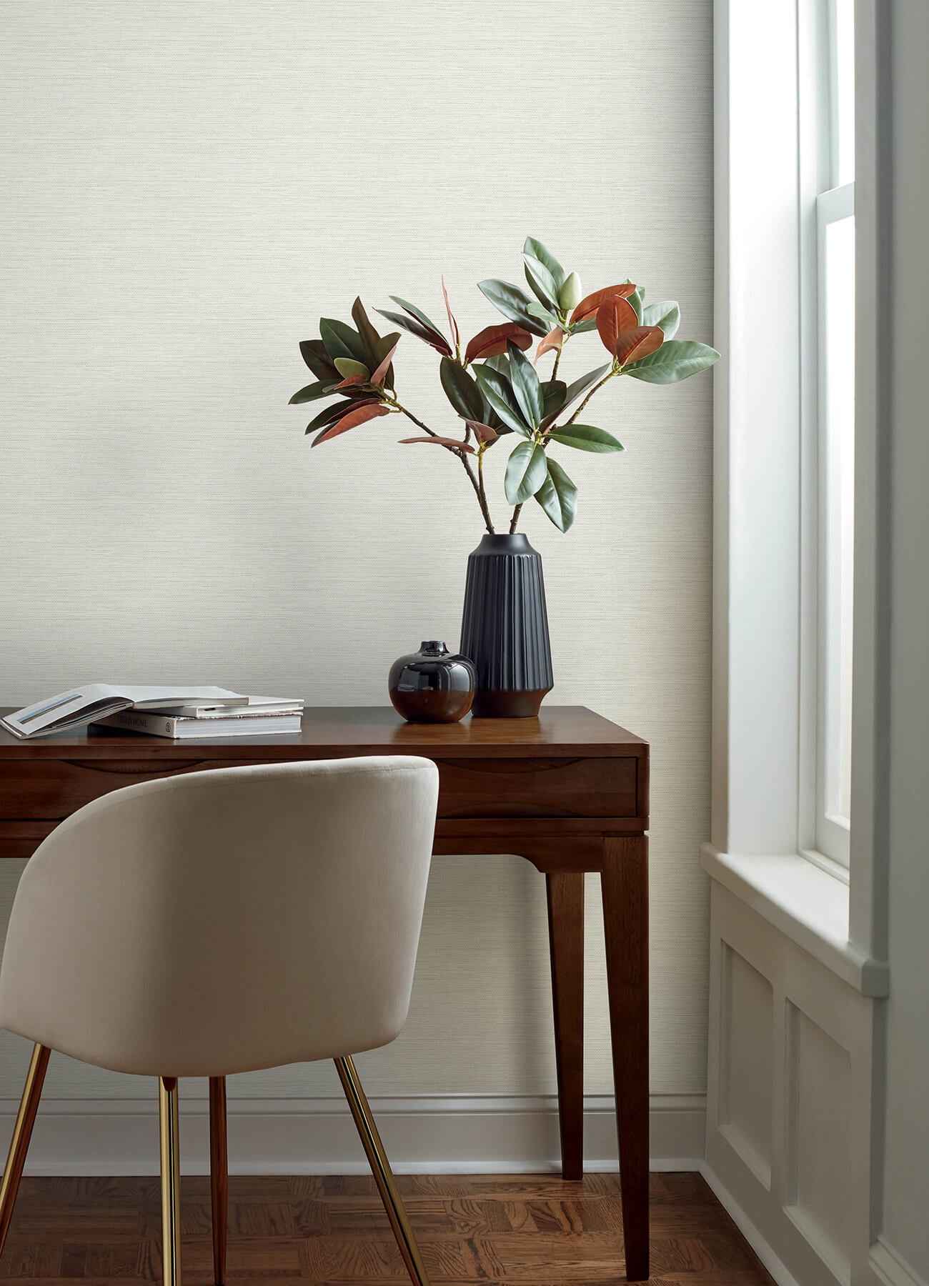 Agave Light Grey Faux Grasscloth Wallpaper - York Wallcoverings - 4169-24281