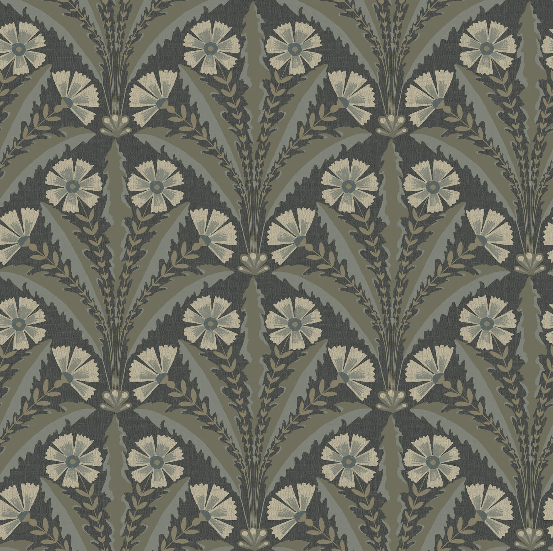 tap-root-charcoal-floral-damask-wallpaper-york-wallcoverings-4169-27601 - York Wallcoverings Wallpaper