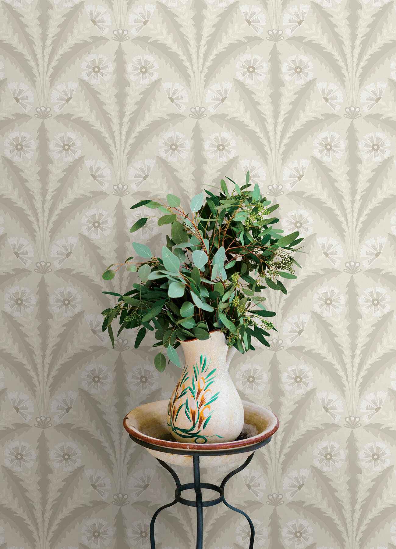 Tap Root Beige Floral Damask Wallpaper - York Wallcoverings - 4169-27603