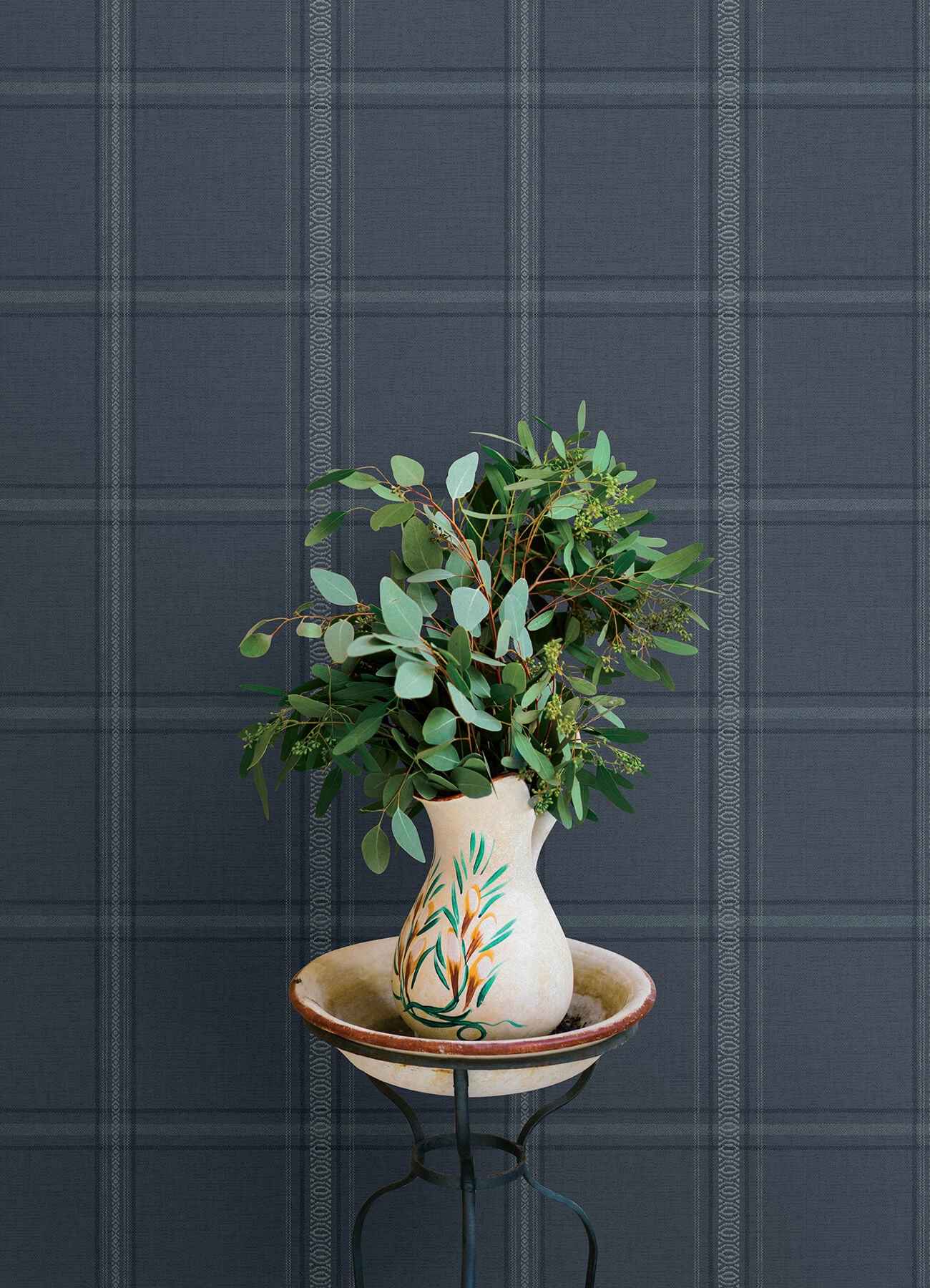 Auberge Dark Blue Plaid Wallpaper - York Wallcoverings - 4169-27605 - York Wallcoverings Wallpaper