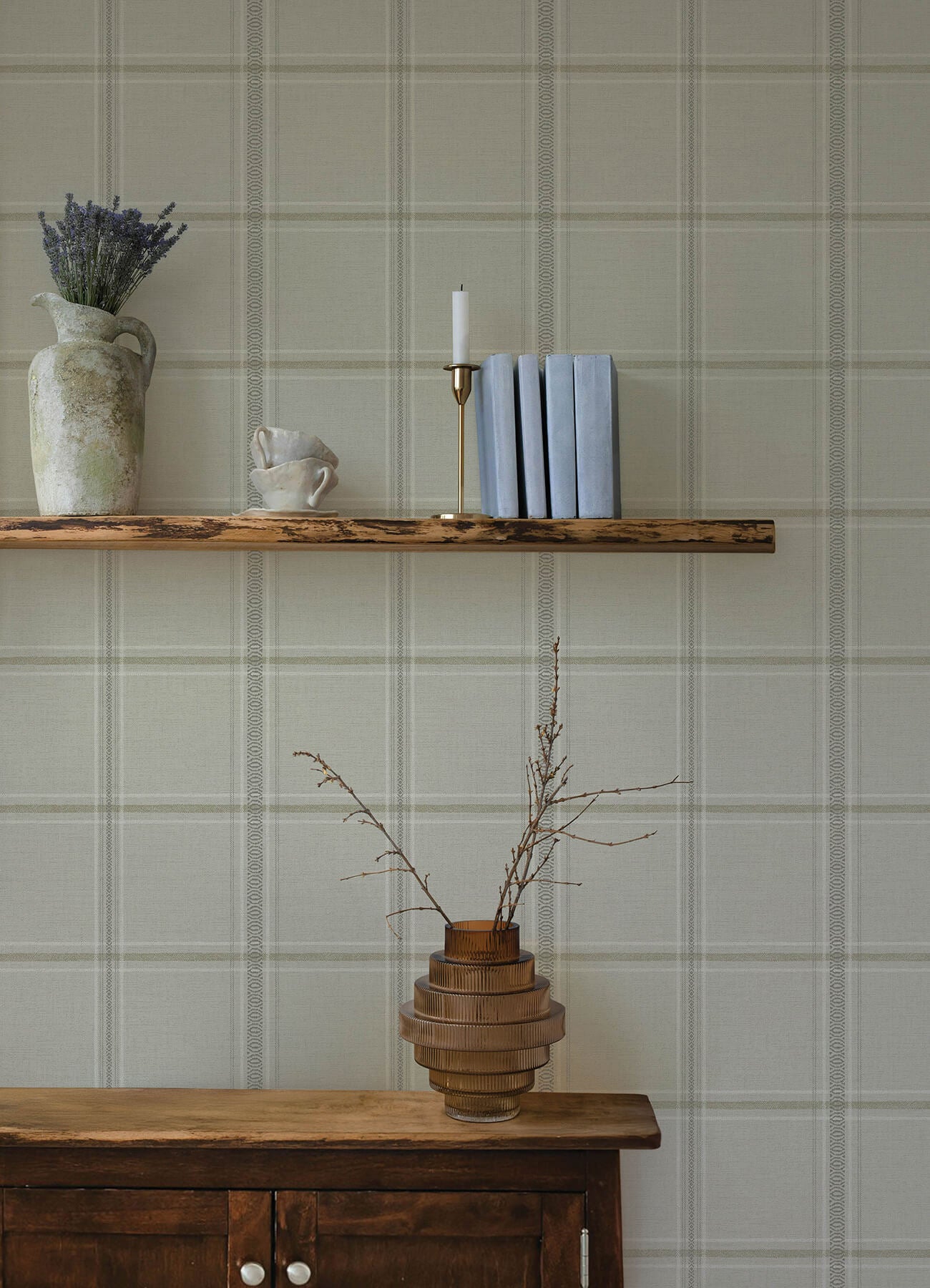 auberge-taupe-plaid-wallpaper-york-wallcoverings-4169-27608 - York Wallcoverings Wallpaper